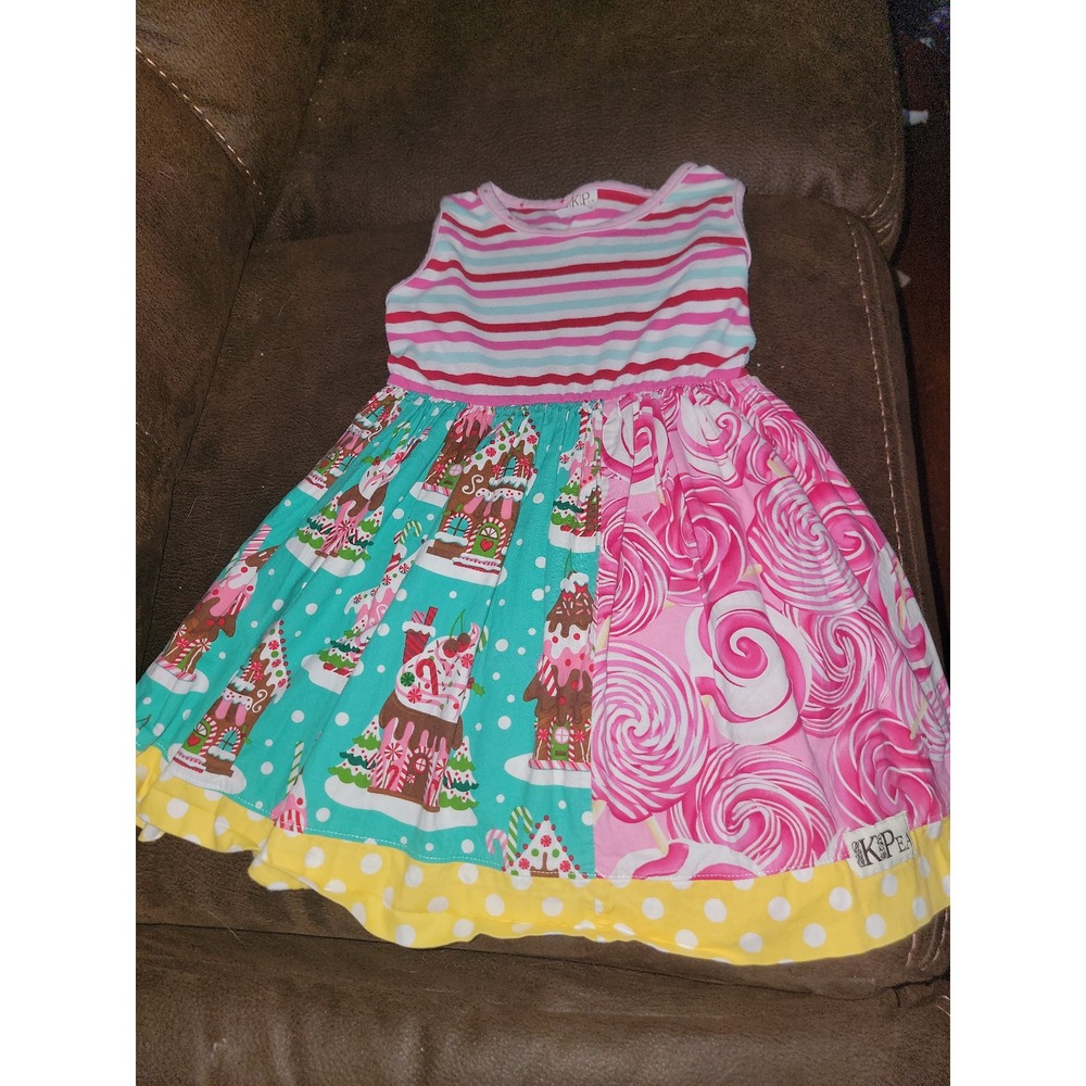 Kpea winter holiday Christmas gingerbread house rose dress size 5t